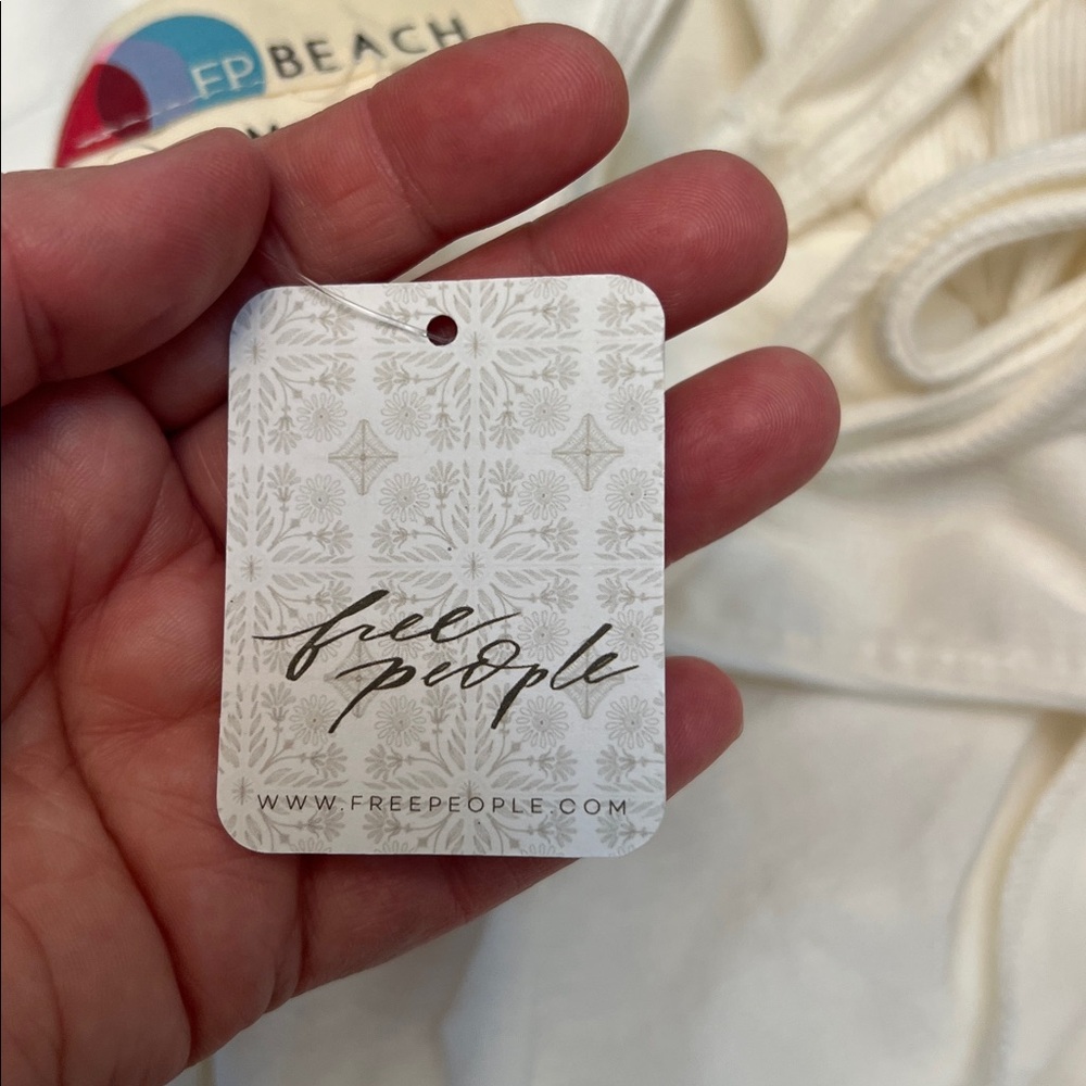 FREE PEOPLE FP BEACH BETHANY MIDI CUT-PUT DRESS WHITE MEDIUM NEW WITH TAGS - Picture 10 of 11